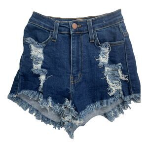 Vibrant MIU High Waisted Cut Off Jeans Short Shorts Size S Distressed